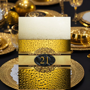 21st Mans Beer Black Gold Birthday Party Invitation