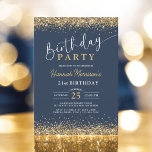 21st Navy Blue Gold Glitter Any Age Birthday  Invitation<br><div class="desc">Make a grand statement with this 21st Navy Blue Gold Glitter Any Age Birthday Invitation. The rich navy blue backdrop paired with shimmering gold glitter elements creates a stunning, elegant look. Whether you're celebrating a 21st birthday or any other special milestone, this invitation adds a luxurious touch to your event,...</div>
