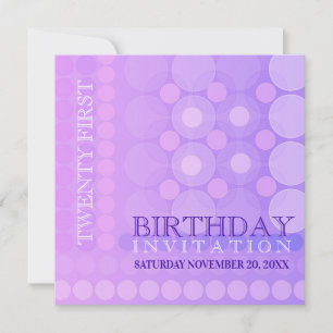 21st Pink+Lilac Funky Dots Pattern Birthday Invita Invitation