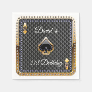 21st Poker Playing Card Casino Birthday Napkins
