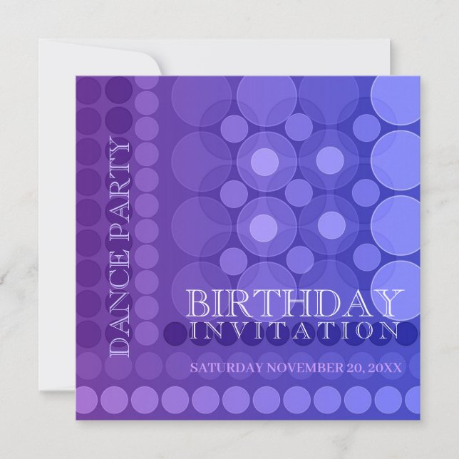 21st Purple Funky Dots Pattern Birthday Invitation (Front)