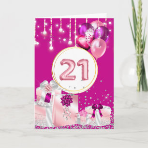21st string lights pretty gifts ribbons birthday card