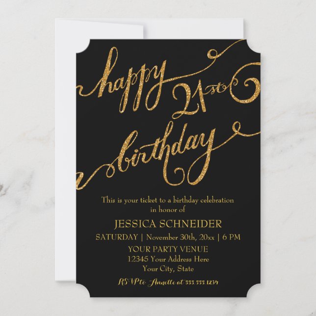 21st, Twenty First Birthday Party Celebration Invitation (Front)