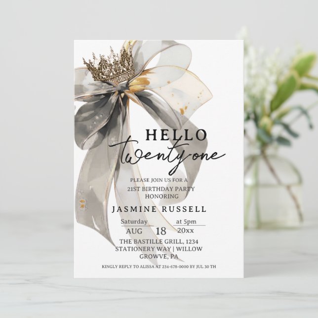 21st Twenty-one Birthday Party Women Invitation (Standing Front)