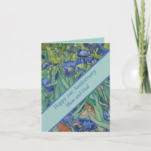 21st Wedding Anniversary Blue Iris Card