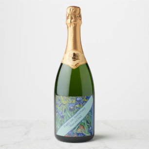 21st Wedding Anniversary Blue Iris Sparkling Wine Label