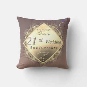 21st Wedding Anniversary Brass and Iolite  Cushion