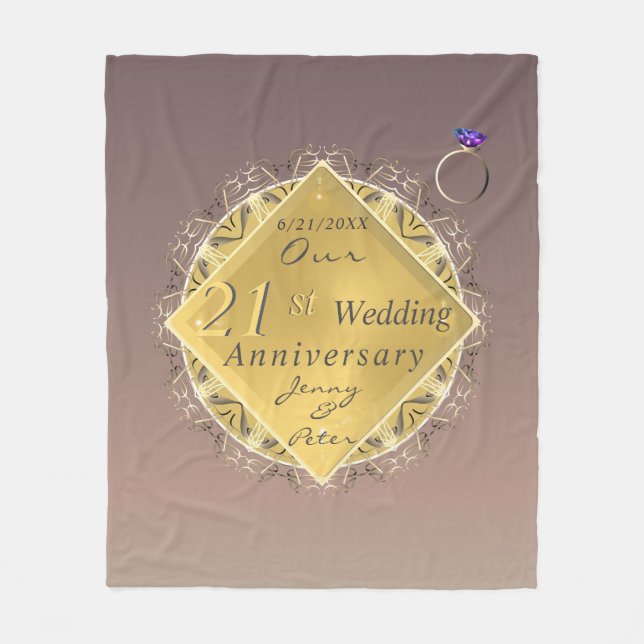 21st Wedding Anniversary Brass and Iolite   Fleece Blanket (Front)