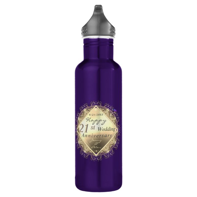 21st Wedding Anniversary Brass Iolite 710 Ml Water Bottle (Right)