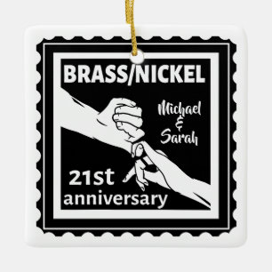 21st wedding anniversary brass nickel traditional ceramic ornament