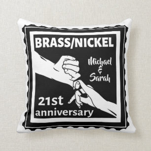 21st wedding anniversary brass nickel traditional cushion