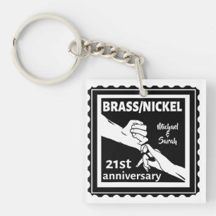 21st wedding anniversary brass nickel traditional key ring