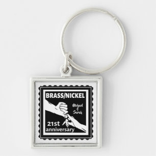 21st wedding anniversary brass nickel traditional key ring
