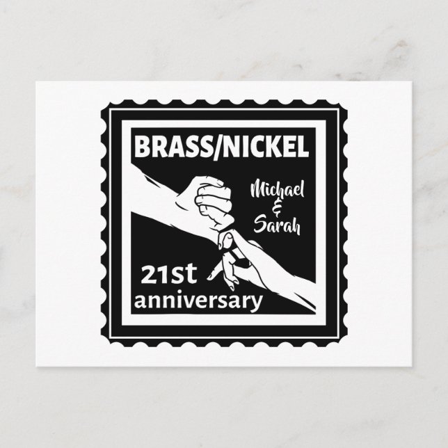 21st wedding anniversary brass nickel traditional postcard (Front)