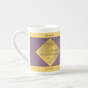 21st Wedding Anniversary Brass Speciality Mug