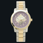 21st Wedding Anniversary Brass Watch<br><div class="desc">Looking for the right,  21st anniversary gift honouring your love?! I've designed these two tone watches with "bold elegance " in mind and the traditional brass and iolite imagery together with your text make for a regal and fitting design for your special day!</div>