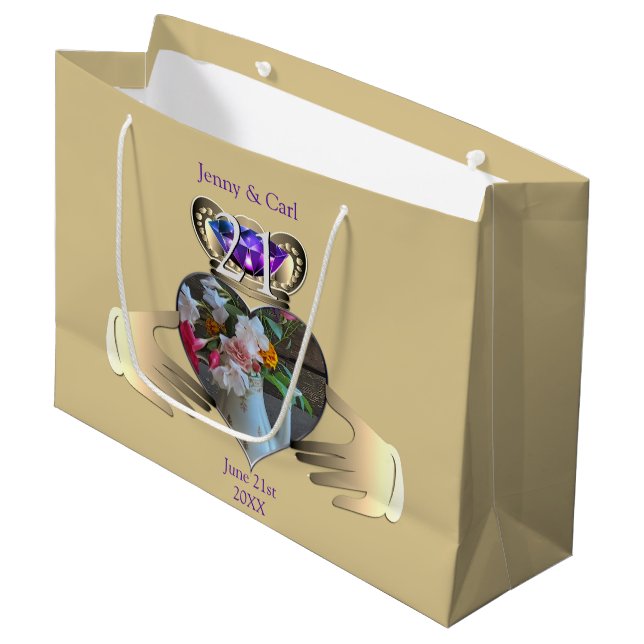 21st Wedding Anniversary Claddaugh Iolite Large Gift Bag (Front Angled)