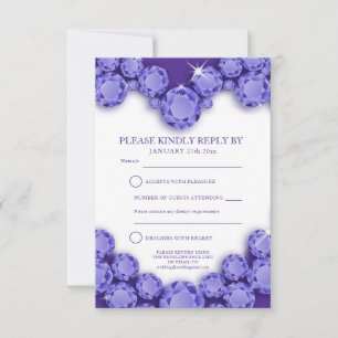 21st wedding anniversary party heart purple RSVP card