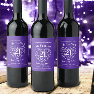 21st wedding anniversary purple iolite gemstone wine label