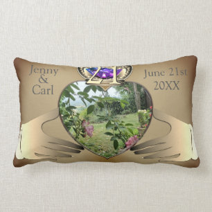 21st Wedding Brass Photo Anniversary Claddaugh Lumbar Cushion