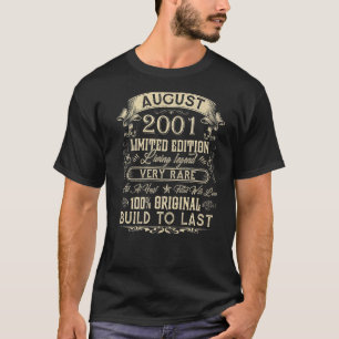 21th Birthday 21 Years Old Retro Vintage August 2 T-Shirt