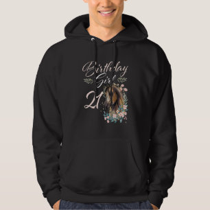 21th Birthday Girl Horse 21 Years Old Bday Hoodie