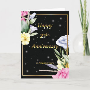 21th wedding Anniversary golden greeting card 