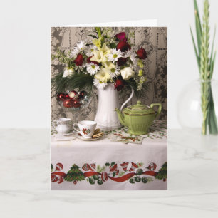 2203 Teatime Floral Still Life Christmas Holiday Card