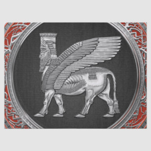 [220] Assyrian Winged Bull - Silver Lamassu Tissue Paper