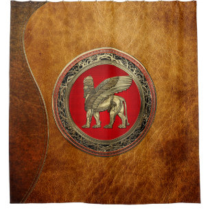 [220] Assyrian Winged Lion - Gold Lamassu Shower Curtain