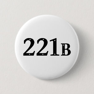 221B Baker Street London - Sherlock Holmes Address 6 Cm Round Badge