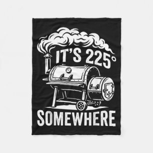 225 Somewhere Funny Bbq Smoker Grill Quote Design Fleece Blanket