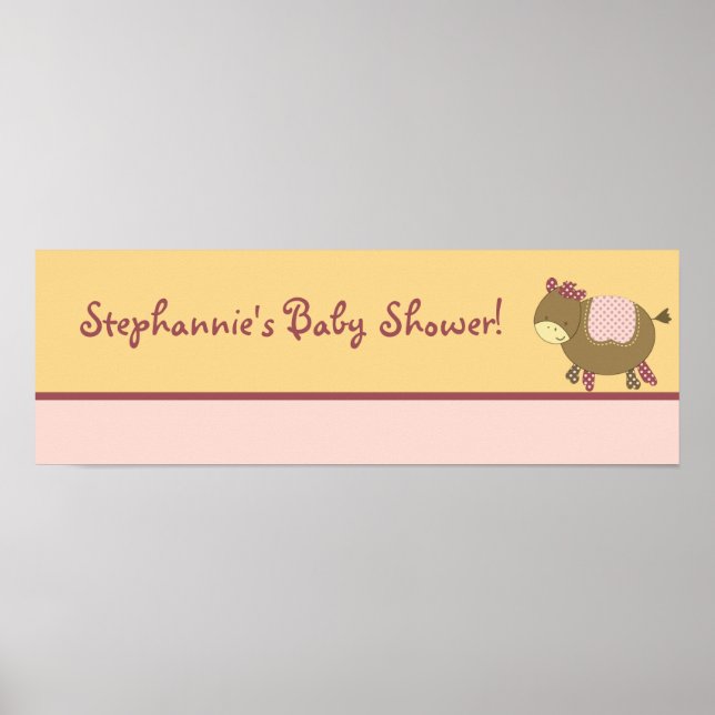 22.5"x7.5" Personalised Banner Abby's Farm Pink Poster (Front)