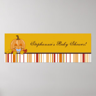 22.5"x7.5" Personalised Banner Autumn Fall Pumpkin Poster