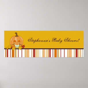 22.5"x7.5" Personalised Banner Autumn Fall Pumpkin Poster