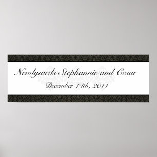 22.5"x7.5" Personalised Banner Black and Grey Dama Poster