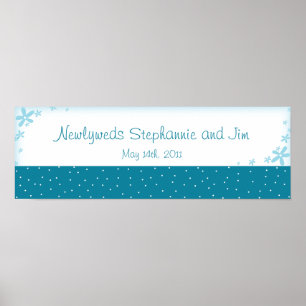 22.5"x7.5" Personalised Banner Blue Daisies Poster