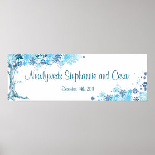 22.5"x7.5" Personalised Banner Blue Tree / Snowfla Poster