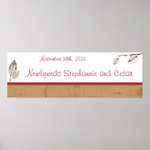 22.5"x7.5" Personalised Banner Brown Leaves Poster