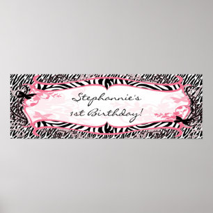 22.5"x7.5" Personalised Banner Butterfly Zebra Poster