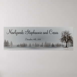 22.5"x7.5" Personalised Banner Grey Winter Trees Poster