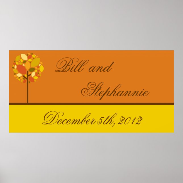 22.5"x7.5" Personalised Banner Modern Autumn Tree Poster (Front)
