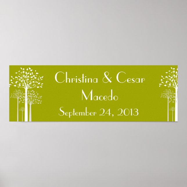 22.5"x7.5" Personalised Banner Modern Green Trees Poster (Front)