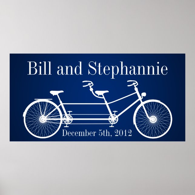 22.5"x7.5" Personalised Banner Navy Double Bike Poster (Front)