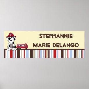 22.5"x7.5" Personalised Banner Nojo Fire Engine Poster