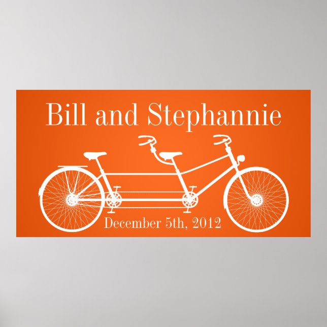22.5"x7.5" Personalised Banner Orange Double Bike Poster (Front)