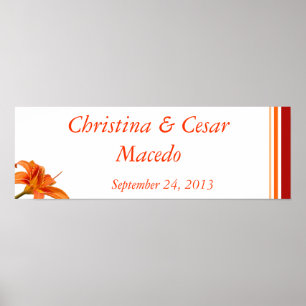 22.5"x7.5" Personalised Banner Orange Tiger Lilly Poster