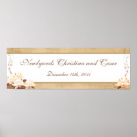 22.5"x7.5" Personalised Banner Oriental Flowers