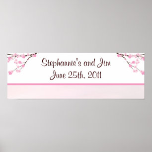 22.5"x7.5" Personalised Banner Pink Cherry Blossom Poster