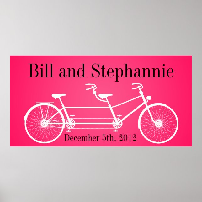 22.5"x7.5" Personalised Banner Pink Double Bike Poster (Front)